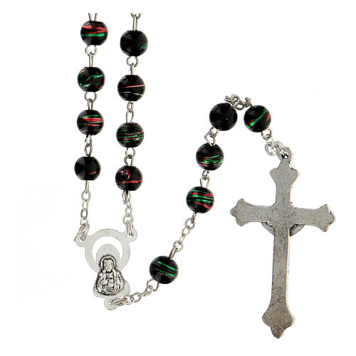 Rosary with black glass beads 6 mm 2