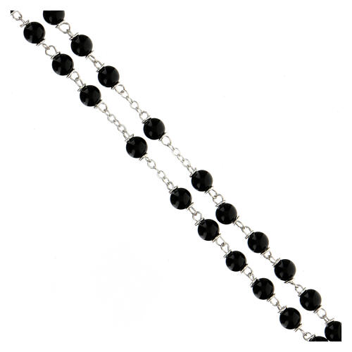 Rosary with round polished black glass beads 6 mm 3