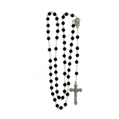Rosary with round polished black glass beads 6 mm 4