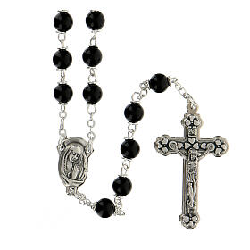 Glass rosary with 6 mm round polished black beads