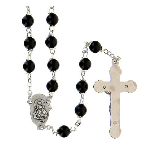 Glass rosary with 6 mm round polished black beads 2