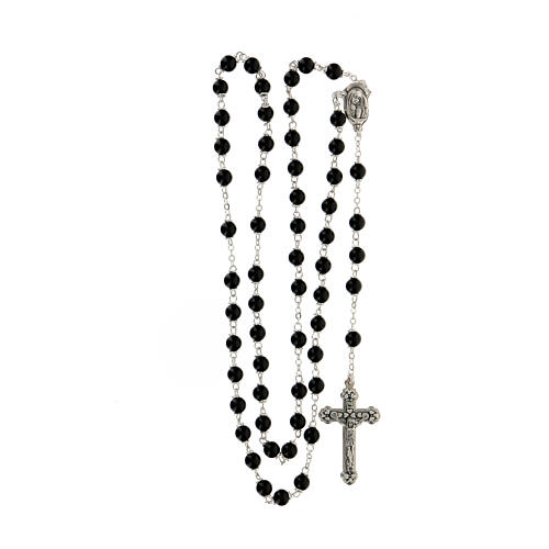 Glass rosary with 6 mm round polished black beads 4