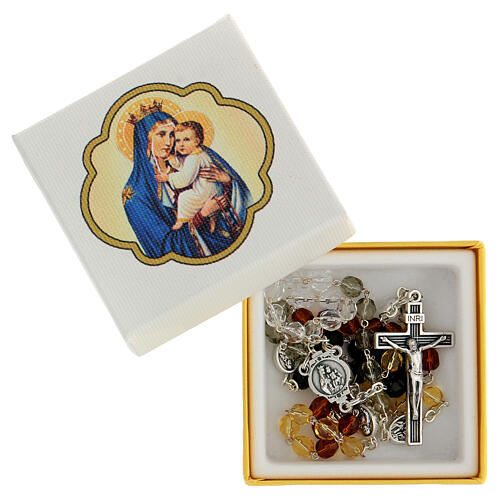 Semi-crystal rosary with Virgin with Child, brown, 6 mm 1
