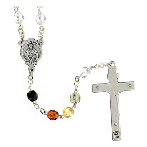 Semi-crystal rosary with Virgin with Child, brown, 6 mm 3