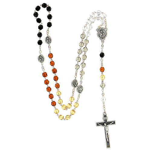 Semi-crystal rosary with Virgin with Child, brown, 6 mm 5