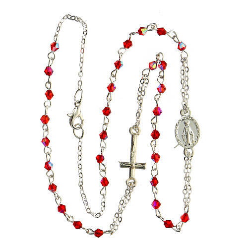 Rosary choker with Miraculous Medal and 3 mm red crystal beads 3
