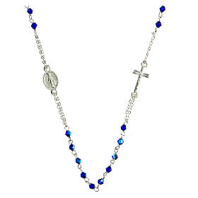 Rosary choker with Miraculous Medal and 3 mm blue crystal beads