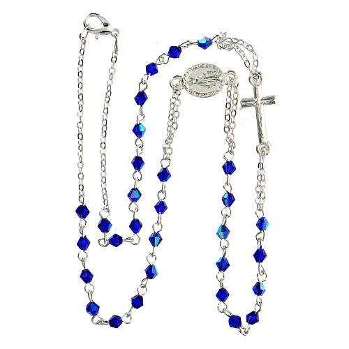 Rosary choker with Miraculous Medal and 3 mm blue crystal beads 3