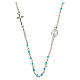 Round-neck rosary with 3 mm light blue faceted beads s1