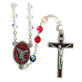 Saint Michael crystal rosary with 6 mm colored beads