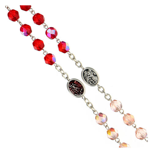 Saint Michael crystal rosary with 6 mm colored beads 3