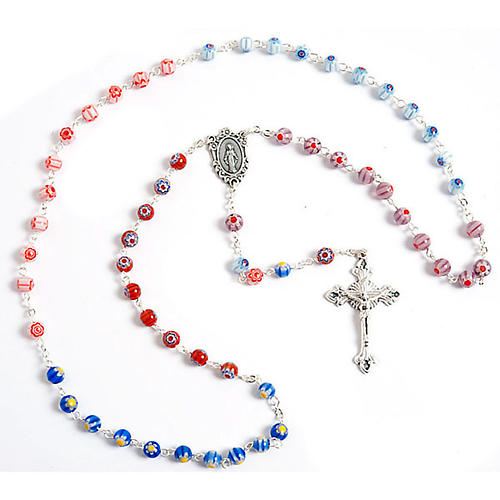 Multicoloured Murano style glass rosary 1
