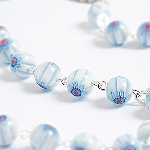 Rosenkranz Murano-Glas hell Blau und Weiss 3