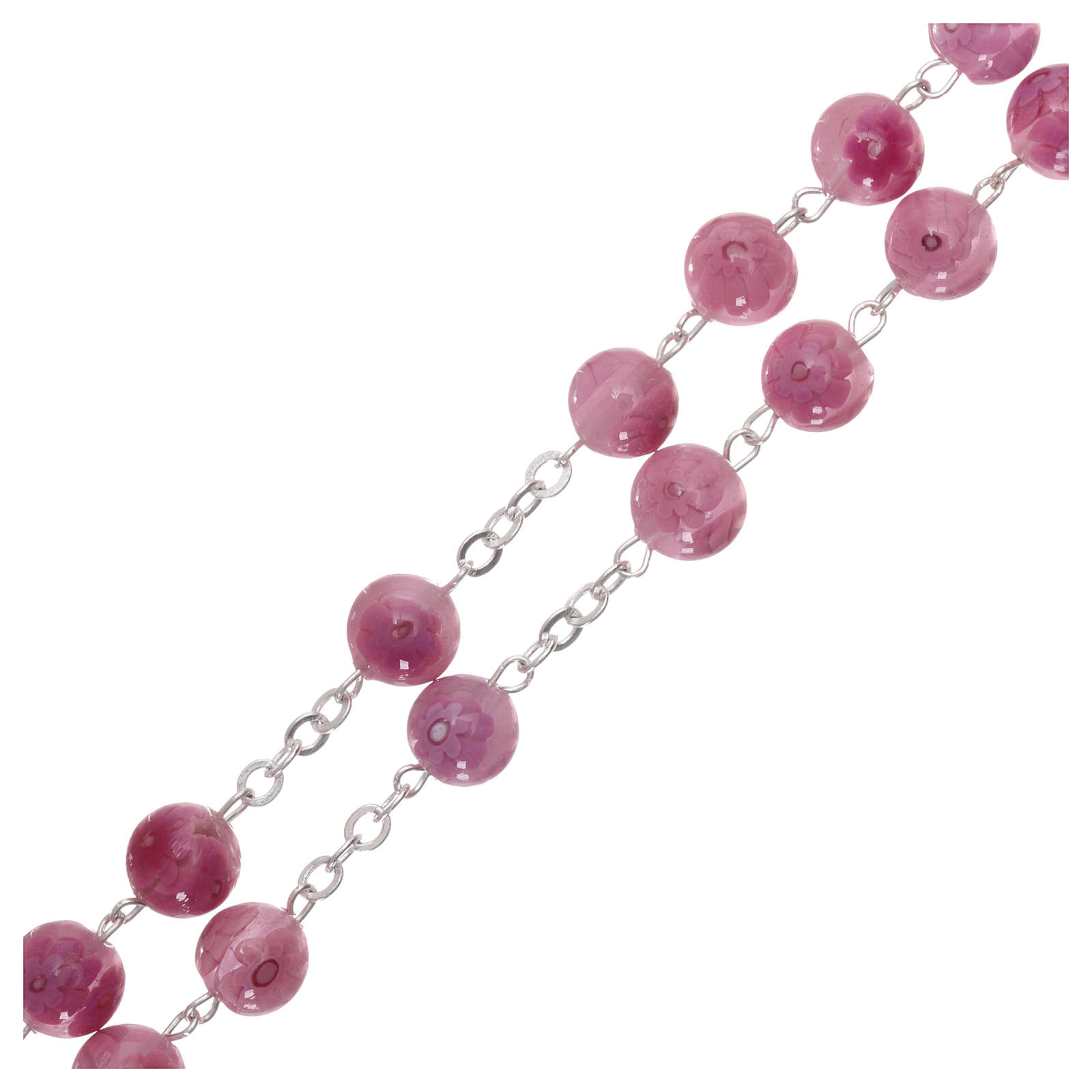 Pink Murano glass style rosary beads with floral online sales on