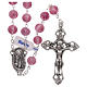 Pink Murano glass style rosary beads with floral decorations, 8mm s1
