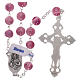 Pink Murano glass style rosary beads with floral decorations, 8mm s2