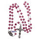 Pink Murano glass style rosary beads with floral decorations, 8mm s4