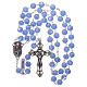 Rosario in vetro di Murano celeste con motivi floreali delle perle di 8 mm s4