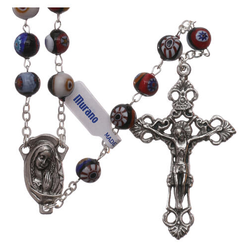 Murano glass rosary black decorated beads 8 mm 1