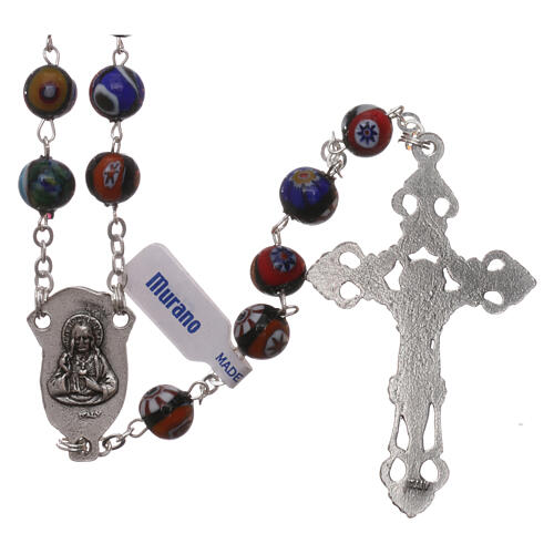 Murano glass rosary black decorated beads 8 mm 2