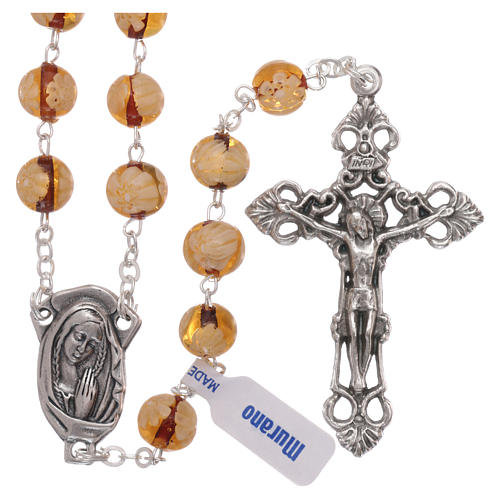 Rosary beads in Murano glass style topaz colour 8mm 1