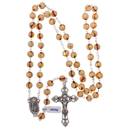 Murano glass style topaz color rosary beads, 8mm 4