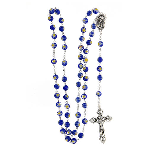 Rosary beads in blue Murano glass style 8mm 4