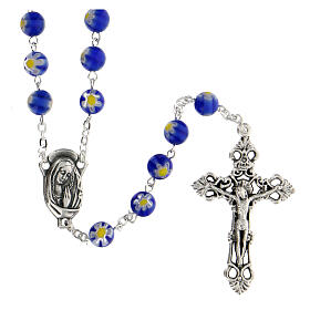 Blue Murano glass style rosary beads, 8mm