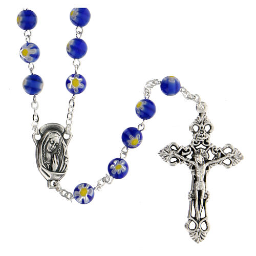 Blue Murano glass style rosary beads, 8mm 1