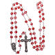 Glass rosary with pink beads with floral pattern and stripes in murrina style 8 mm s4