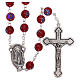 Rosary in glass murrine style with flowers and striping on red grains 8 mm s1