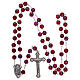 Rosary in glass murrine style with flowers and striping on red grains 8 mm s4