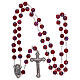 Glass rosary with red beads with floral pattern and stripes in murrina style 8 mm s4