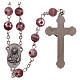 Rosary in glass murrine style with flowers and striping on purple grains 8 mm s2