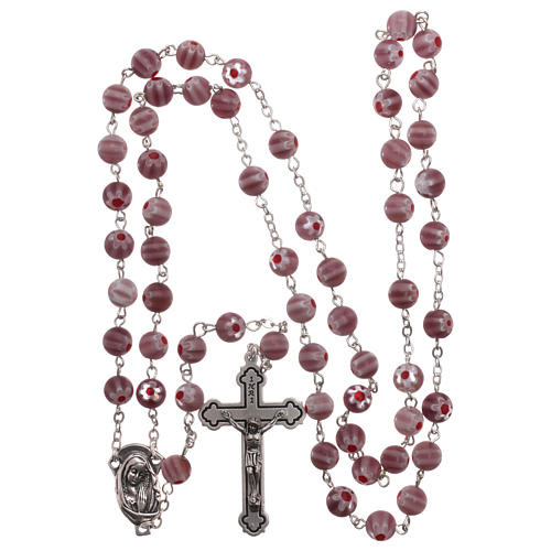 Purple Murano glass style rosary beads, 8mm 4