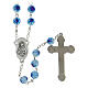 Rosary in glass murrine style with flowers and striping on light blue grains 8 mm s2