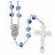 Rosario in vetro stile murrina color acqua con motivi floreali 8 mm s2