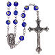 Rosary in glass murrine style with flowers and striping on blue grains 6 mm s1