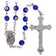 Rosary in glass murrine style with flowers and striping on blue grains 6 mm s2