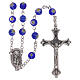 Glass rosary with blue beads with floral pattern in murrina style 6 mm s1