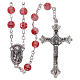 Rosary in glass murrine style with flowers and striping on pink grains 6 mm s1