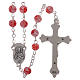 Rosary in glass murrine style with flowers and striping on pink grains 6 mm s2