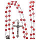 Rosary in glass murrine style with flowers and striping on pink grains 6 mm s4