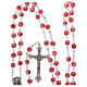 Glass rosary with pink beads with floral pattern in murrina style 6 mm s4