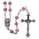 Rosary in glass murrine style with flowers and striping on purple grains 6 mm s1
