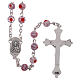 Rosary in glass murrine style with flowers and striping on purple grains 6 mm s2