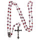 Rosary in glass murrine style with flowers and striping on purple grains 6 mm s4