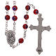 Rosary in glass murrine style with flowers and striping on red grains 6 mm s2