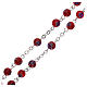 Rosary in glass murrine style with flowers and striping on red grains 6 mm s3