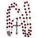 Rosary in glass murrine style with flowers and striping on red grains 6 mm s4